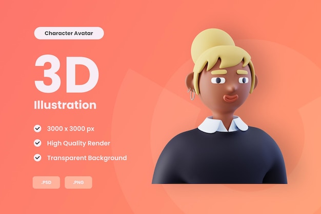 PSD 3d illustration personnage avatar femme 06