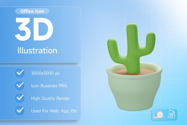 3d, Illustration, Plante, Cactus, Vert