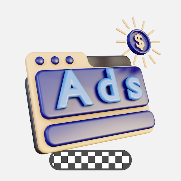 PSD 3d-illustration platziert anzeigen im browser, um branding oder marketing zu unterstützen und gut für das marketing zu sein