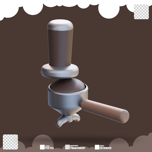 3d illustration portofilter et expresso tamper 2