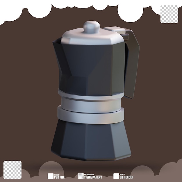 PSD 3d illustration pot moka 2