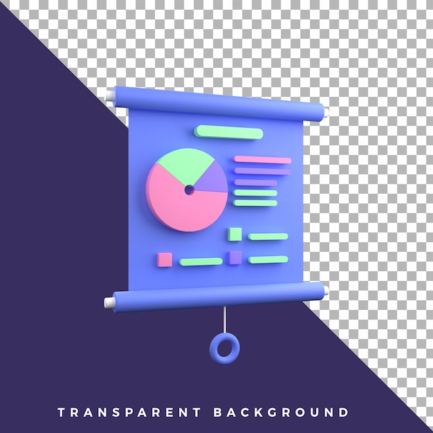 3d illustration presentation with pie chart isolated high quality