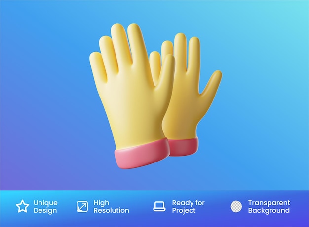 PSD 3d-illustration rendern handschuhe
