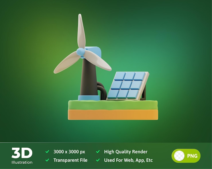 PSD 3d illustration renewable energy