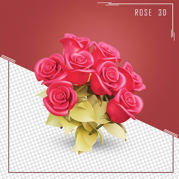 PSD 3d illustration rose rouge