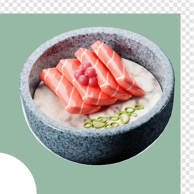 3D Illustration Sashimi Japanese Food
