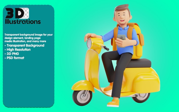 3D-Illustration Scooter Guy