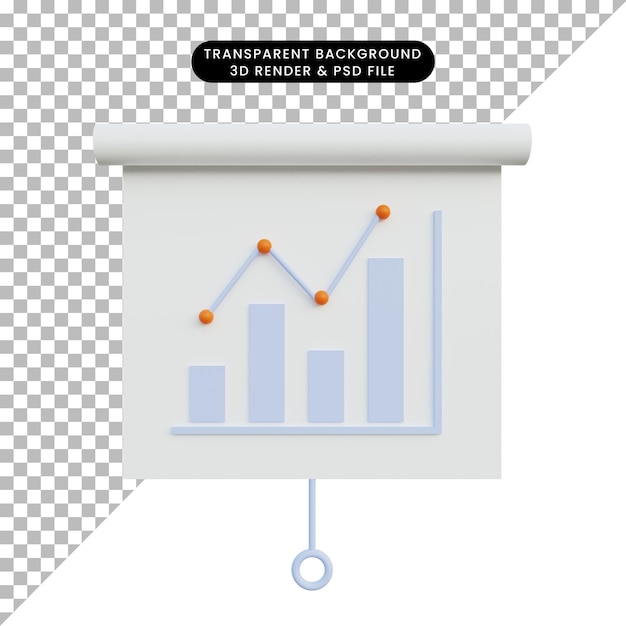 3d illustration simple object data report board