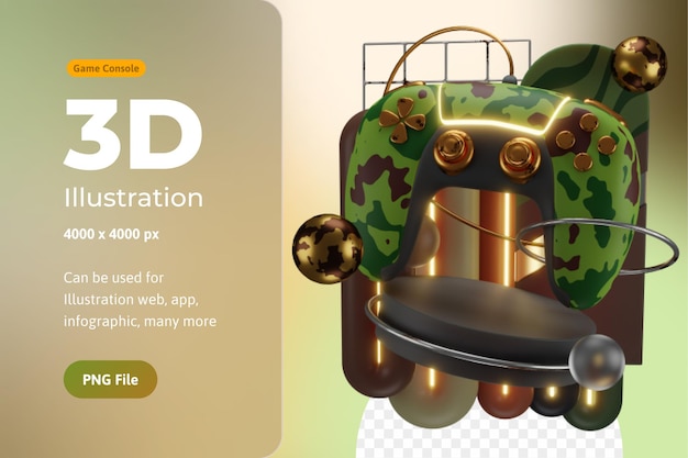 3D-Illustration Spielkonsole abstrakte Dekoration, verwendet für Web, App, Infografik, Druck usw