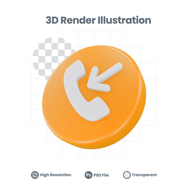 PSD 3d-illustration symbol für eingehende anrufe für web mobile app social media promotion