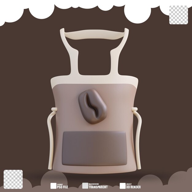 PSD 3d illustration tablier de café 3