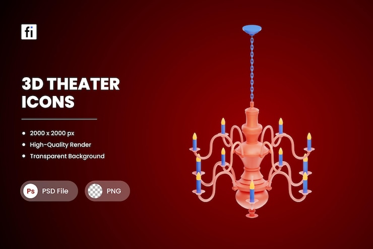 PSD 3d illustration theater chandelier