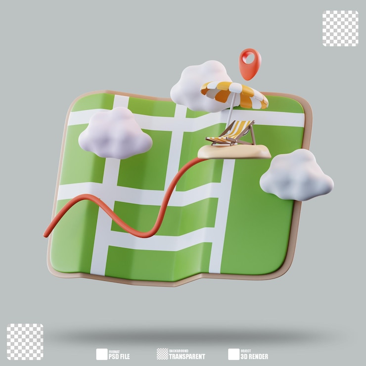 PSD 3d illustration travel map 2