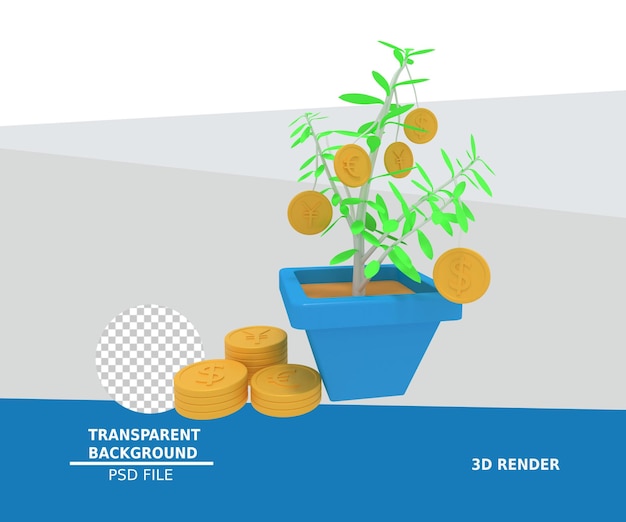 PSD 3d illustration de l'usine d'investissement financier