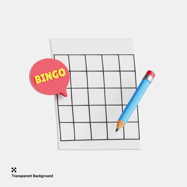 3d-illustration von bingo-spiel für neujahrsfeier-idee