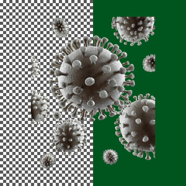 3D-Illustration von COVID-19 Virus auf transparentem Hintergrund png psd