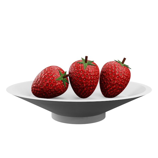 PSD 3d-illustration von erdbeeren auf einem korb mit durchsichtigem hintergrund