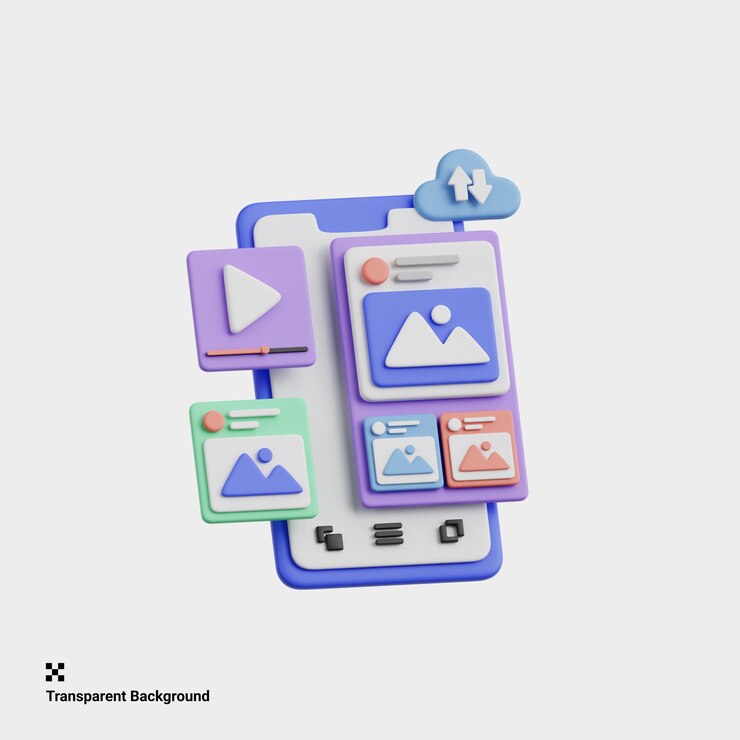 PSD 3d-illustration von fortgeschrittenen smartphone-bearbeitungs-apps