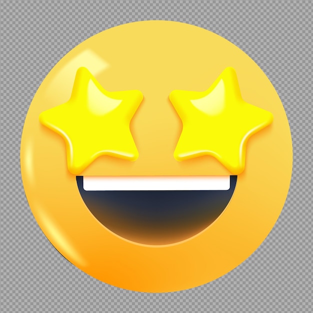 3D-Illustration von freudigen, glücklichen Augen-Emoji-Symbol