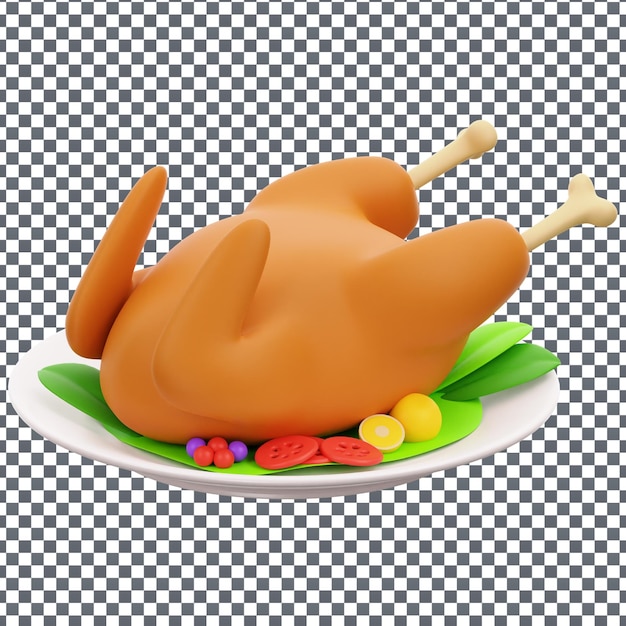 3D-Illustration von gegrilltem Hühnergericht