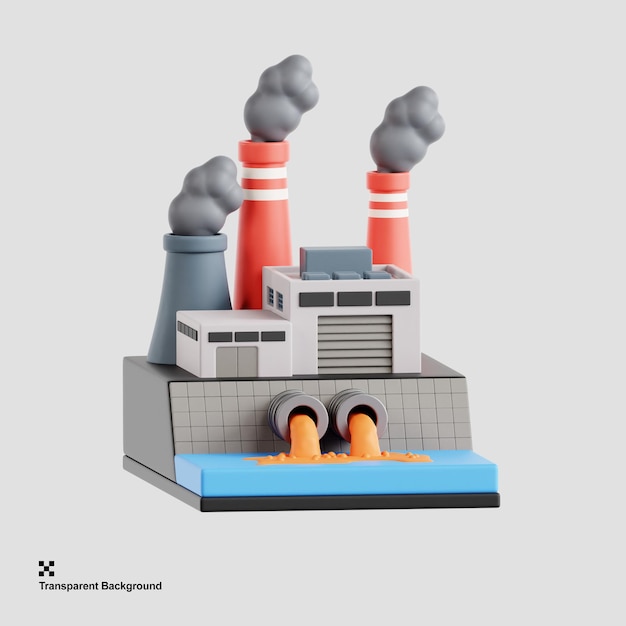 PSD 3d-illustration von industrieabfällen