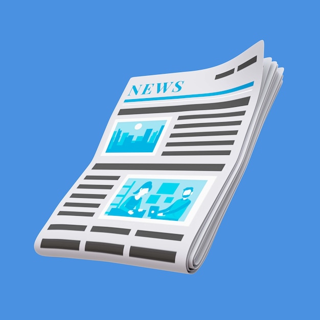 3D-Illustration von Journalismus und Presseartikel