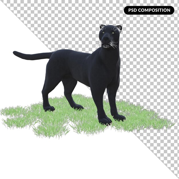 3D-Illustration von Tieren mit schwarzem Phantom