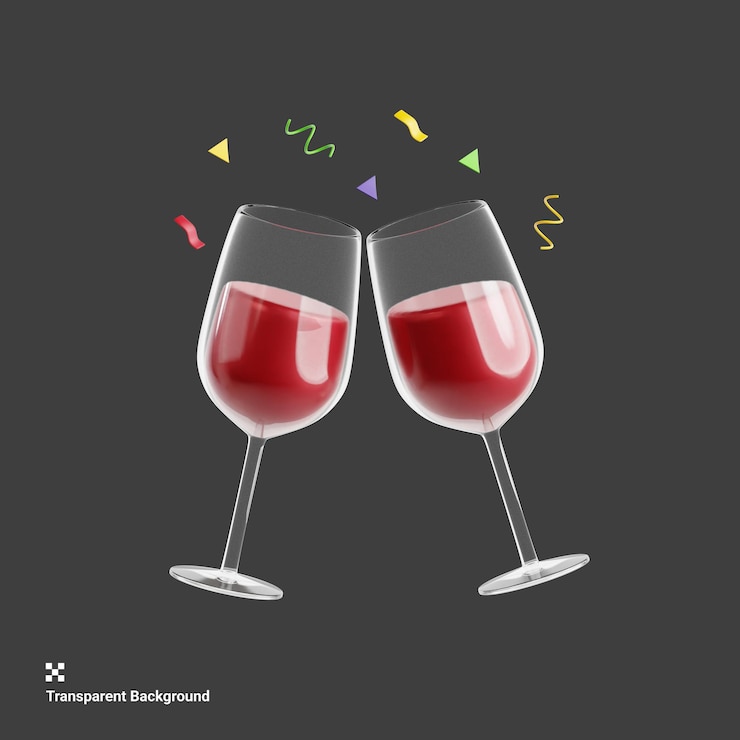 PSD 3d-illustration von toasting-gläsern mit cheers für die neujahrsfeier