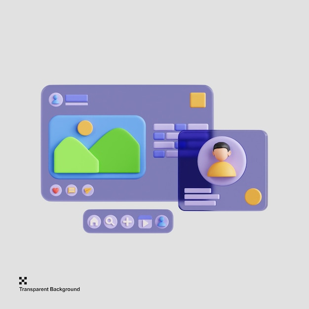 3D-Illustration von Verbindungen und Erfahrungen über soziale Medien