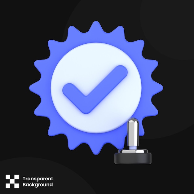 3D-Illustration von Verified Stamp Verification 3D-Icon-Konzept 3D-Rendering