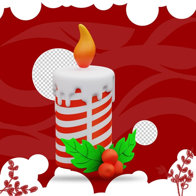 3d-Illustration von Weihnachtskerzen und Holly 3