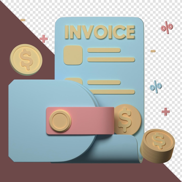 PSD 3d illustration wallet invoice