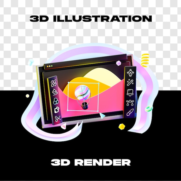 3d Illustration Web Design Rendu 3d Icône 3d Haute Résolution Avec Fond Transparent