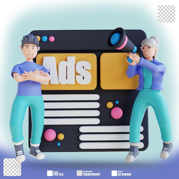 3d-illustration website-werbung online