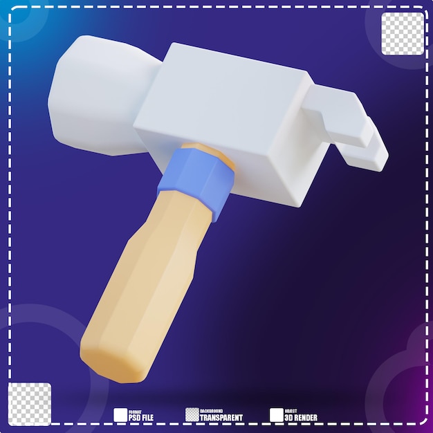 3D-Illustration Werkzeughammer 3