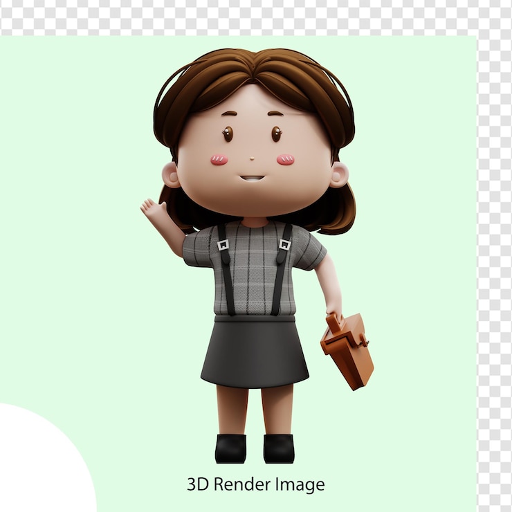 PSD 3d-illustration zeichentrickfigur geschäftsfrau