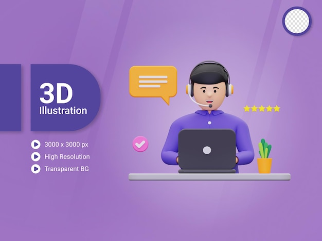 3D-Illustration zur Bewertung von Kundenbetreuern