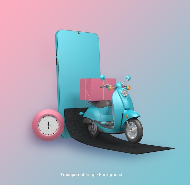 3D-IllustrationLieferwagen mit Geschenkboxen und Papiertüten Online-Lieferservice