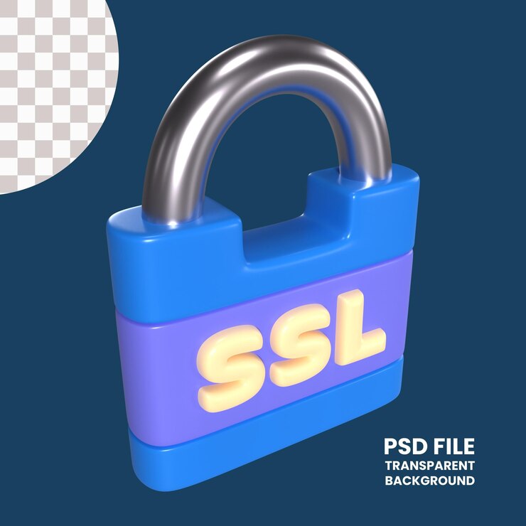 PSD 3d-illustrations-symbol für ssl