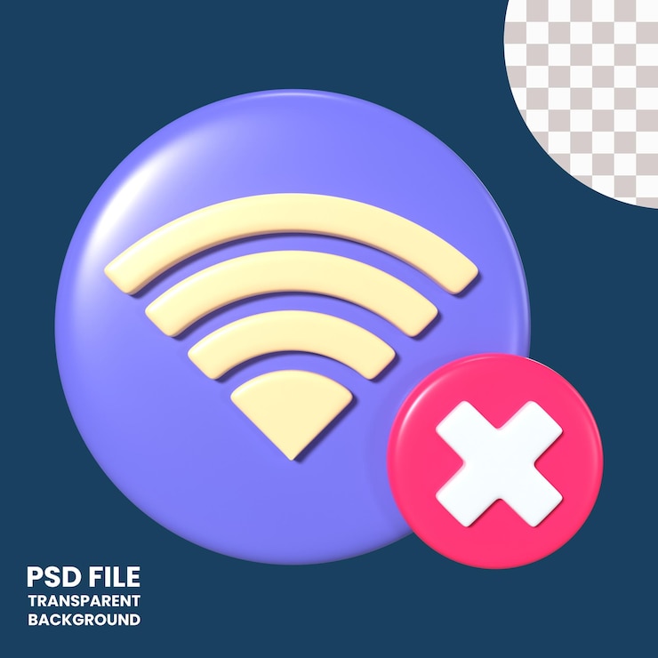 PSD 3d-illustrations-symbol mit wifi-abspannung