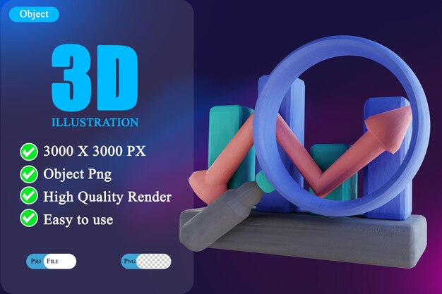3D-Illustrationsdatenanalyse nach oben Candle Chart 2