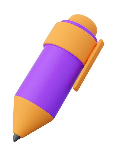 3D-Illustrationselemente von Schulmaterialien mit Stift