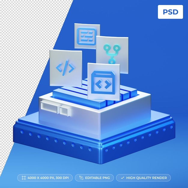 PSD 3d-illustrationsentwicklungsprozess