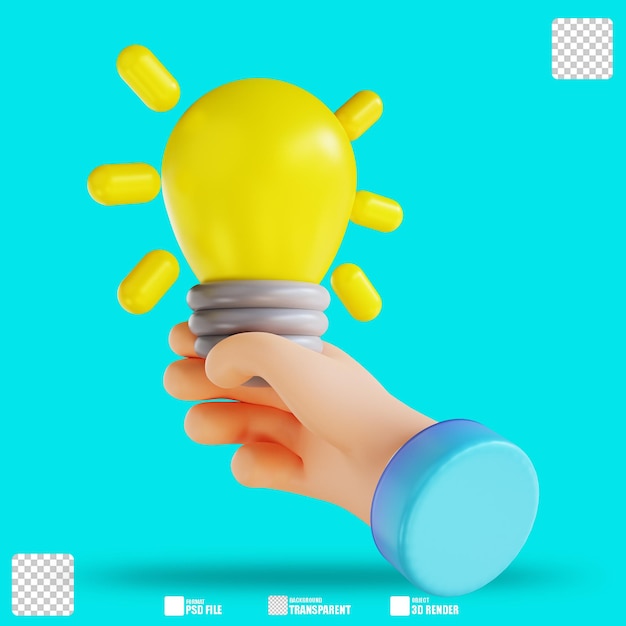 3D-Illustrationshand und Vorstellung auf 4