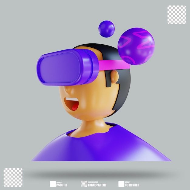 3D-Illustrationsjunge verwenden Vr-Technologie 3