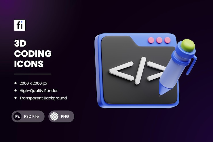 PSD 3d-illustrationskodierungs-code-editor