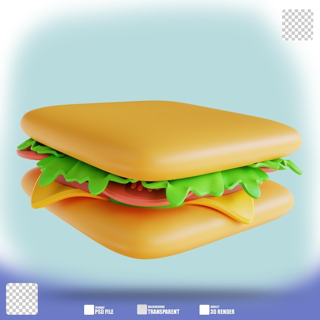 PSD 3d-illustrationssandwich 3