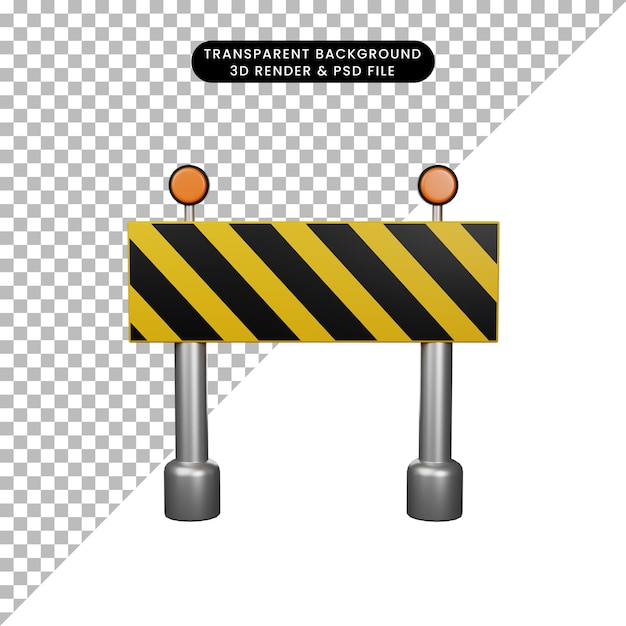 3D-Illustrationssymbol der Wartung oder des im Bau befindlichen Symbols in 3D-Darstellung