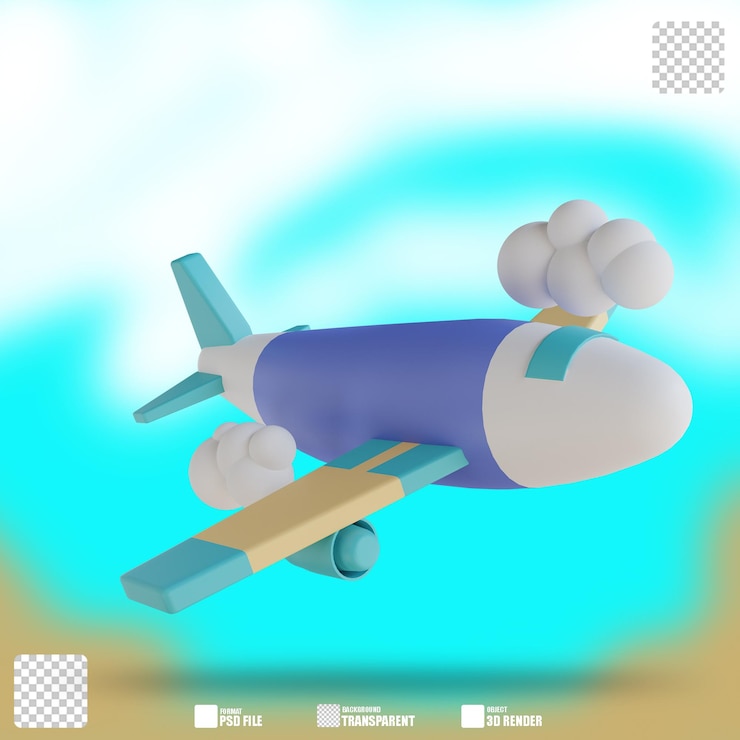 PSD 3d illustrazione aereo 3