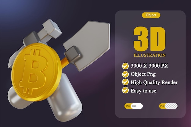 3D illustrazione bitcoin mining 5